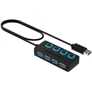 SABRENT 4-Port USB 3.0 Hub, Slim Data USB Hub with 2 ft Extended Cable, for MacBook, Mac Pro, Mac Mini, iMac, Surface Pro, XPS, PC, Flash Drive, Mobile HDD (HB-UM43)