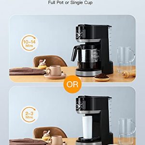 14 Cup Coffee Maker with Single Serve Option, Coffee Maker 2 Way Brewer, Dual Coffee Maker Compatible with K-Cup Pods and Ground Coffee, Black