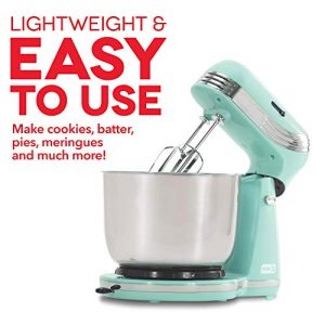 Dash Stand Mixer (Electric Mixer for Everyday Use): 6 Speed Stand Mixer with 3 Quart Stainless Steel Mixing Bowl, Dough Hooks & Mixer Beaters for Frosting, Meringues & More - Aqua
