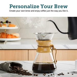 COSORI Pour Over Coffee Maker with Double-layer Stainless Steel Filter, Coffee Dripper Brewer & Glass Coffee Pot, High Heat Resistant Decanter, 34 Ounce