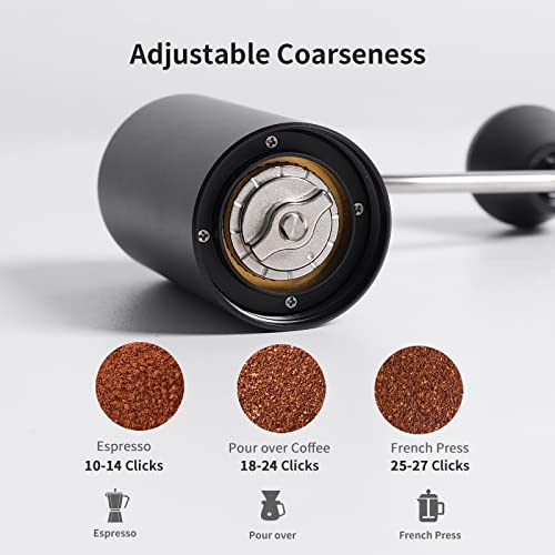 TIMEMORE Chestnut C2 Manual Coffee Grinder Capacity 25g with CNC Stainless Steel Conical Burr, Adjustable Setting, Double Bearing Positioning, French Press Coffee for Hand Grinder Gift, Matt Black