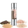 Salt and Pepper Grinder Refillable 2 in 1 Salt and Pepper Shakers with adjustable Coarseness, Acrylic Salt and Pepper Shakers with Ceramic Mechanism
