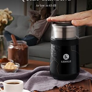 KIDISLE Coffee Grinder Electric, Great for Nuts, Grains, Spices, Herbs,12-Cup Coffee Bean and Spice Grinder with 1 Removable Stainless Steel Bowl, Black