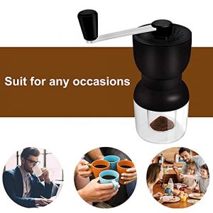 LHS Manual Coffee Grinder with Ceramic Burrs, Hand Coffee Mill with 2 Containers Adjustable Coarseness for Home, Office and Travelling