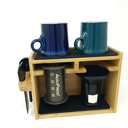 Hand-Made Bamboo Organizing Caddy compatible with AeroPress Coffee Maker- includes storage location for stirrer, filters and spoon, Craft Brew, Sustainably Sourced - Accept No Substitutes NPL.ninja