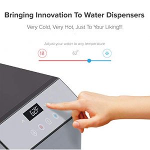 Brio Moderna Bottom Load Water Cooler Dispenser - Tri-Temp, Adjustable Temperature, Self-Cleaning, Touch Dispense, Child Safety Lock, Holds 3 or 5 Gallon Bottles, Digital Display and LED Light