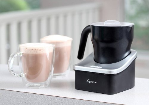Capresso Froth Pro Milk Frother for Cappuccino, Espresso, Latte and Hot Chocolate, 7" x 5" x 6", Black/Matte Silver