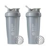 BlenderBottle Classic Shaker Bottle Perfect for Protein Shakes and Pre Workout, 28-Ounce (2 Pack), Pebble Grey