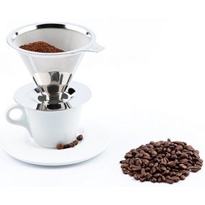 Maranello Caffé Pour Over Coffee Dripper Stainless Steel Reusable Drip Cone Coffee Filter Portable Pour-Over Coffee Maker Paperless Metal Fine Mesh Strainer Coffee Pourover Brewer Camping Coffee Maker