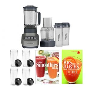Cuisinart BFP-650GM Velocity Ultra Trio 1 HP Blender/Food Processor with ExtraTravel Cups and 2x Recipe Books Bundle (4 Items)