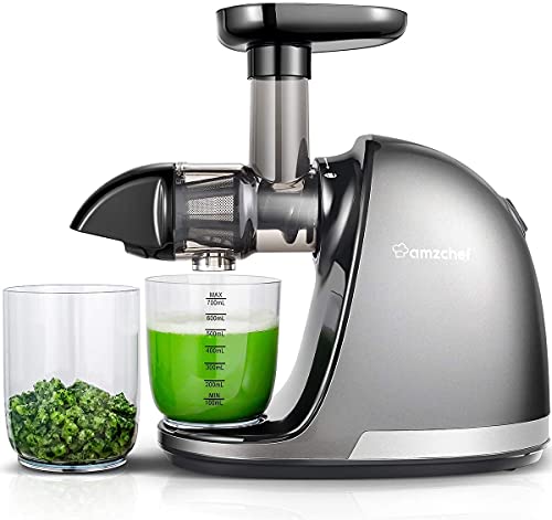 Slow Masticating Juicer, AMZCHEF Slow Juicer Extractor Professional Machine, Cold Press Juicer with Quiet Motor/Reverse Function, Juicer Machines with Brush, for High Nutrient Fruit & Vegetable Juice