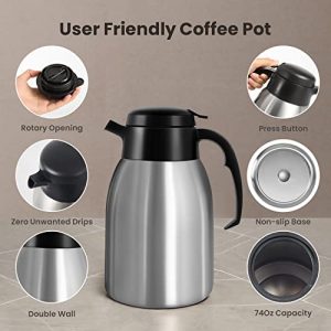 SYBO Commercial Coffee Makers 12 Cup, Drip Coffee Maker Brewer with 74Oz thermal carafe, Coffee Pot Stainless Steel Cafetera SF-CB-1AA