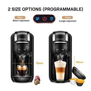 HiBREW 4 in 1 Espresso Machine for Capsule, 19 Bar Single Serve Coffee Maker, Compatible with Nes* OriginalLine/Kcup/DG* Pod/Ground Coffee, Cold/Hot Brew, 20 oz, 1450W, H2A (Black)