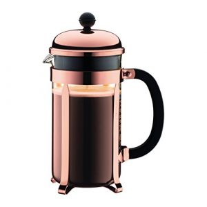 BODUM Chambord 8 Cup French Press Coffee Maker, Copper, 1.0 l, 34 oz, Pavina Glass Set, 2 Pieces