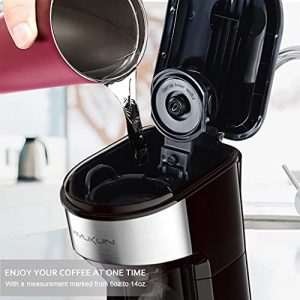 Single Serve Coffee Maker Coffee Brewer for K-Cup Single Cup Capsule and Ground Coffee, Single Cup Coffee Makers with 6 to 14oz Reservoir, Mini Size