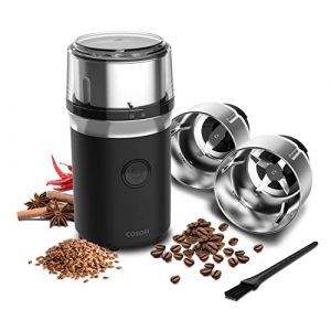 COSORI Electric Coffee Grinders for Spices, Seeds, Herbs, and Coffee Beans, Spice Blender and Espresso Grinder, Wet and Dry Grinder, Included 2 Removable Stainless Steel Bowls, Black