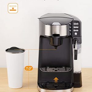 6-In-1 Coffee Maker with Auto Milk Frother, Single Serve Coffee, Tea, Latte and Cappuccino Machine, Compatible With Capsule & Ground Coffee, Compact Coffee Machine