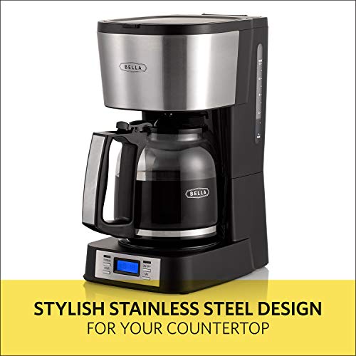 BELLA (14755) 12 Cup Coffee Maker with Brew Strength Selector & Single Cup Feature, Stainless Steel