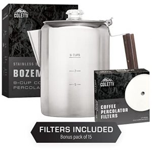 COLETTI Bozeman Camping Coffee Pot – Percolator Coffee Pot - Coffee Percolator for Campfire or Stove Top Coffee Making (9 CUP)