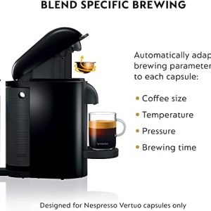 Nespresso BNV450IBL VertuoPlus Espresso Machine with Aeroccino by Breville, Ink Black