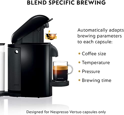 Nespresso BNV450IBL VertuoPlus Espresso Machine with Aeroccino by Breville, Ink Black