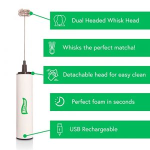 MATCHABAR Electric Matcha Whisk and Milk Frother | Handheld Matcha Green Tea Mixer and Blender | USB Rechargeable, Dual Speed, Stainless Steel | Powerful Whisk for Matcha Lattes, Coffee & Other Drinks