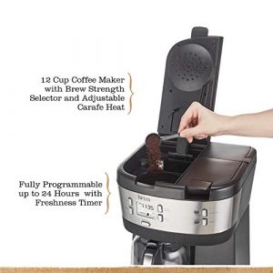 Brim Trio Multibrew System, 12 Cup Programmable Coffee Maker, Brews a 6oz Cup of Coffee in 1-2 Minutes, Convenient Variable Brew Size, K-Cup Compatible, Stainless Steel/Black
