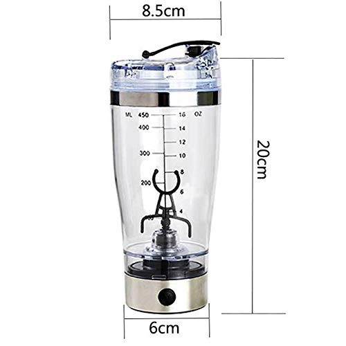 Gentlecairn Electric Protein Shaker Mixing Bottle 450ml Portable Automatic Vortex Mixer Cup Leakproof Protein Mix Bottle, Usb Charging(Build-in Battery)