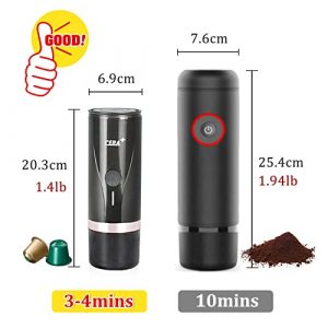 CERA+ Portable Espresso Maker Fast Heating 12/24V NS Capsule & Ground Coffee Compatible Espresso Machine Travel Coffee Maker with Carrying Case for Car Truck Camping Hiking Outdoors Golfing- Gift Set