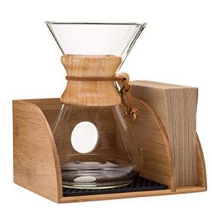 Cipamnel Organizer for Chemex Coffee Maker with Silicone Mat | Eco-Friendly, Durable & Water Resistant Bamboo | Designed for Baratza Encore Burr Grinders, Chemex Coffee Makers & Chemex Filters