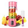 Portable Blender, YKSINX Smoothie Juicer Cup, Personal Mini Blender for Shakes and Smoothies, Six Blades in 3D, 13oz 2000mAh Powerful USB Rechargeable Home Travel Handheld Fruit Juicer (Pink)