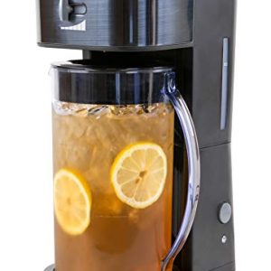 HomeCraft HCIT3BS 3-Quart Black Stainless Steel Café' Iced Tea And Iced Coffee Brewing System, 12 Cups, Strength Selector & Infuser Chamber, Perfect For Lattes, Lemonade, Flavored Water, Large Pitcher