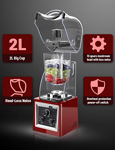 WantJoin Professional Soundproof Quiet Blender, Commercial Smoothie Blenders Countertop Blender with Shield Sound Enclosure,Multifunctional,Speed Control,Self-Cleaning