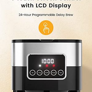 Thermal Coffee Maker 8 Cup, Programmable Coffee Maker Drip with Strength Control, Stainless Steel Coffee Maker with Timer & Automatic Start, Reusable Filter Included