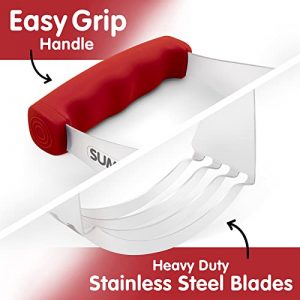 SUMO Pastry Cutter Tool - Heavy Duty Stainless Steel Dough Cutter, Dough Blender with Comfortable Handle Perfect for Flakey Pie Crust, Dishwasher Safe (Red)