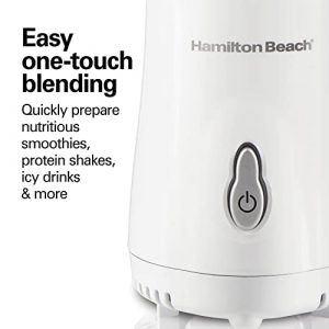 Hamilton Beach Personal Blender for Shakes and Smoothies with 14oz Travel Cup and Lid, White (51101V)