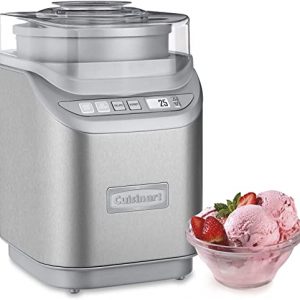 Cuisinart ICE-70P1 Cool Creations 2-Quart Soft Service, Brushed Chrome, Ice Cream Maker with Countdown Timer