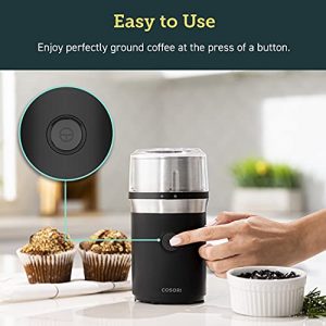COSORI Coffee Grinder Electric, Coffee Beans Grinder, Espresso Grinder, Coffee Mill also for Spices, Herbs, Grains, Included 1 Removable Stainless Steel Bowl, Black