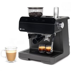 GE Profile Semi Automatic Espresso Machine + Steam Frother | Italian-Made 15 Bar Pump for Balanced Extraction | 15 Adjustable Grind Size Levels | WiFi Connected for Drink Customization | Black