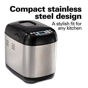 Hamilton Beach Bread Maker Machine Artisan and Gluten-Free, 2 lbs Capacity, 14 Settings, Digital, Stainless Steel, Black and Stainless (29885)