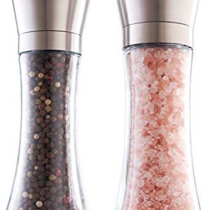 Gorgeous Salt And Pepper Grinder Set - Refillable Stainless Steel Shakers With Adjustable Coarse Mills - Enjoy Your Favorite Spices, Fresh Ground Pepper, Himalayan Or Sea Salts
