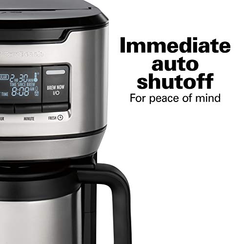 Hamilton Beach Programmable Front-Fill Coffee Maker with Thermal Carafe (46391), 12 Cup Capacity, Black and Stainless