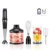 Cordless Hand Blender Rechargeable, Powerful Variable Speed Control with 21-Speed Immersion Stick Blender, Portable Electric Hand Mixer with Chopper