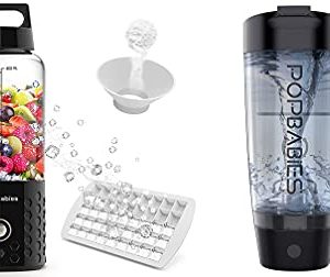 Portable Blender, PopBabies Personal Blender,Smoothie Blender. Rechargeable USB Black; PopBabies Electric Shaker Bottle,Powerful Blender Shaker Bottle for Protein Shakes & Pre/Pro Workout