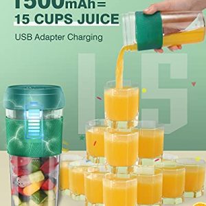Portable Blender with Ice Cube Trays, 9 oz Mini Personal Blender for Juice, Shakes and Smoothies, Auto on/off Small Blender Cup USB Rechargeable, Perfect for Home, Travel, Office, Outdoor