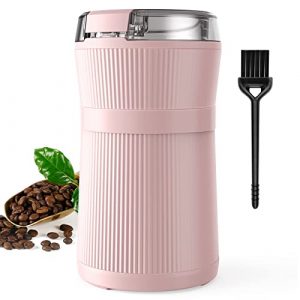 Coffee Grinder Electric, Quiet & Efficient Spice Grinder with One Touch Control, 50g Coffee Bean Grinder with 200W Powerful Motor for Beans, Seeds, Spices, Stainless Steel Bowl and Blades,Pink