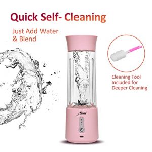 Portable Blender for Shakes and Smoothies, USB Rechargeable Personal Blender, Mini Blender with a 17.6oz Capacity, Strong Stainless-Steel Blades, and Powerful Motor, For Travel, Camping, Gym (Pink)