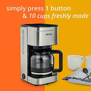 KRUPS Simply Brew Family Drip Coffee Maker, 10-cup, Black & Stainless Steel