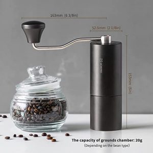 Morefree M6 Manual Coffee Grinder with Adjustable Coarseness Settings, Hand Coffee Grinder with SUS 420 Conical Burr Mill,Black
