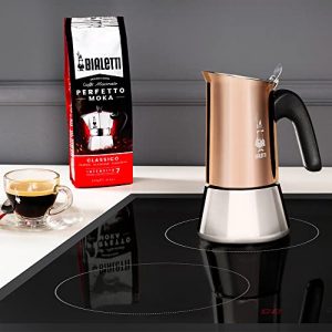 Bialetti - New Venus Induction, Stainless Steel Stovetop Espresso Coffee Maker, Suitable for all Types of Hobs, 6 Cups (7.9 Oz), Copper